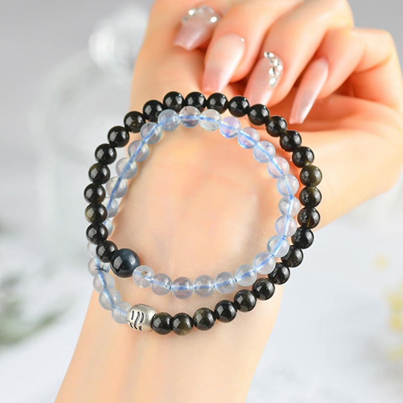 Natural Crystal Five Elements Double Circle Bracelet - Balance Energy for Men & Women