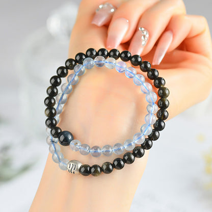 Natural Crystal Five Elements Double Circle Bracelet - Balance Energy for Men & Women