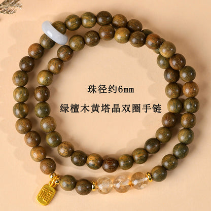 Green Sandalwood & Amethyst Multi-Loop Bracelet