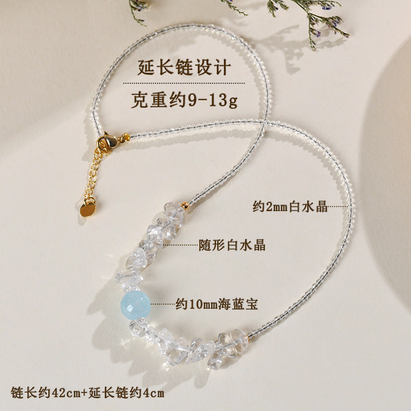 Pure White Crystal Aquamarine Necklace | Spiritual Elegance & Harmony Charm