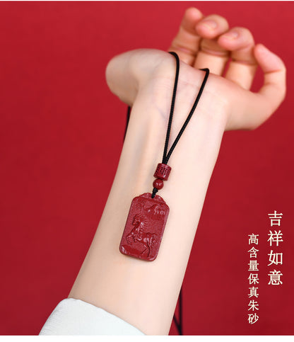 Natural Purple Gold Cinnabar Zodiac Birth Buddha Pendant - Eight Guardian Deities Protection Amulet