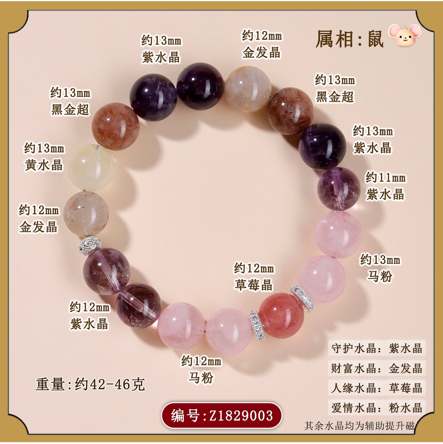 Twelve Zodiac Natural Crystal Multi-Gem Bracelet – Mystical Fortune & Spiritual Harmony Charm