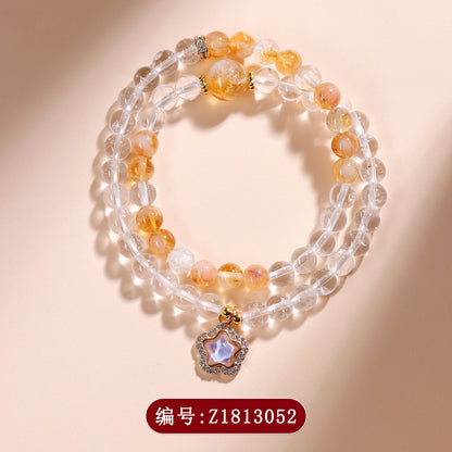 Natural White and Yellow Crystal Double Circle Bracelet - Starry Sky Women's Spiritual Jewelry