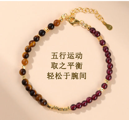 Five Elements Crystal Bracelet with S925 Silver - Balance Energy & Harmony for Women