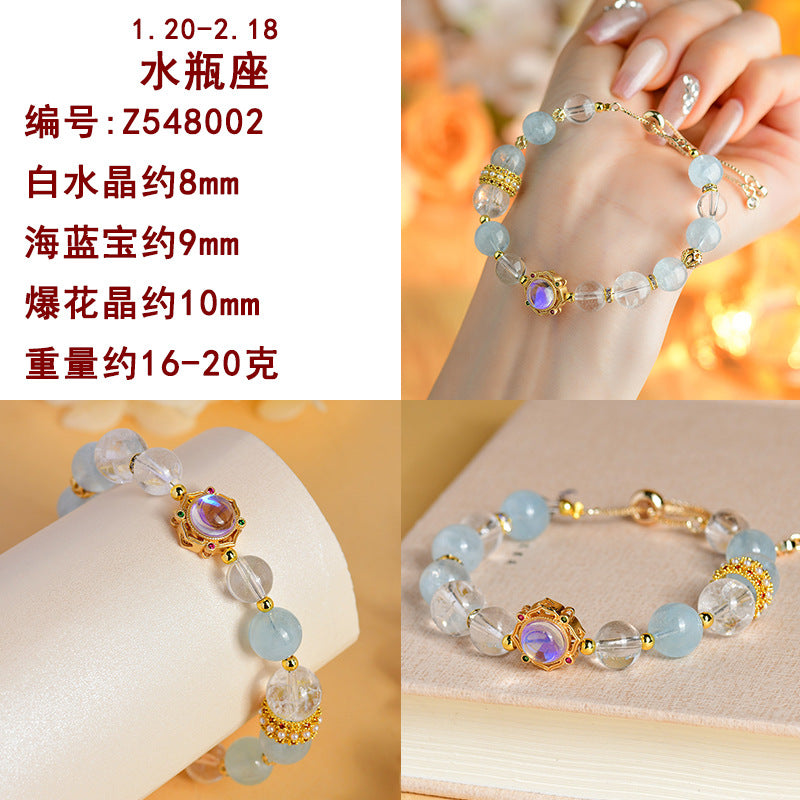 Natural Crystal Zodiac Bracelet - Mystical Energy & Fortune Enhancer for Women