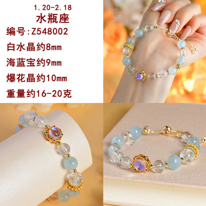 Natural Crystal Zodiac Bracelet - Mystical Energy & Fortune Enhancer for Women