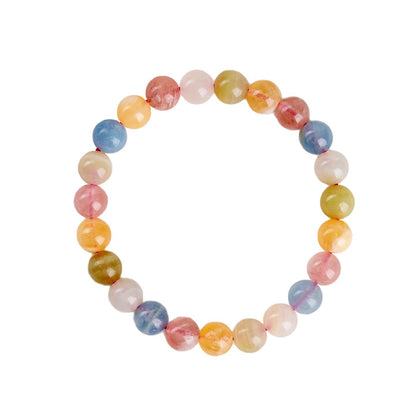 Natural Crystal Colorful Quartz Single Circle Bracelet - Macaron Hues for Harmony & Luck