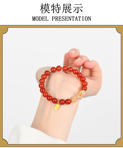 Red Agate and Yellow Pagoda Crystal Fortune Bracelet | Wealth and Protection Amulet