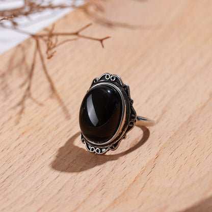 Rainbow Eye Obsidian Ring – Adjustable Unisex Spiritual Protection Jewelry