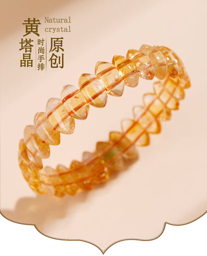 Yellow Pagoda Crystal Bracelet - Natural Crystal Hand String for Women with Fashion Design