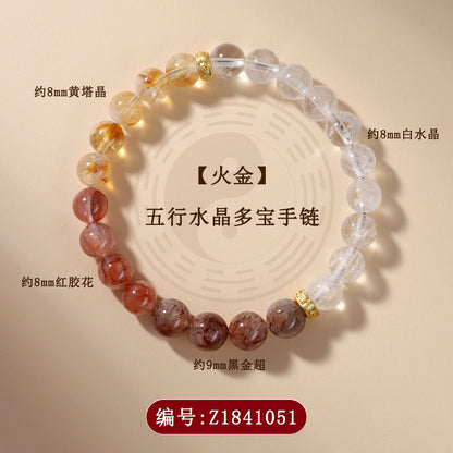 Five Elements Crystal Bracelet - Natural Gemstone Balance for Women