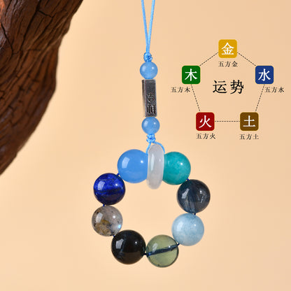 Natural Crystal Five Elements Phone Chain Pendant - Balance Energy & Attract Blessings