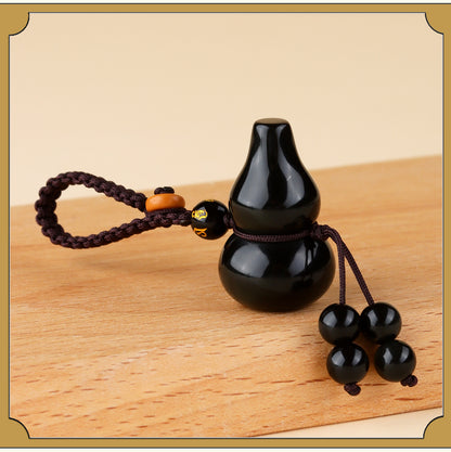 Rainbow Obsidian Gourd Pendant - Chinese Style Protection Amulet for Phone & Keys