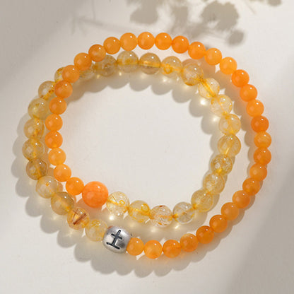 Natural Crystal Five Elements Double Circle Bracelet - Balance Energy for Men & Women