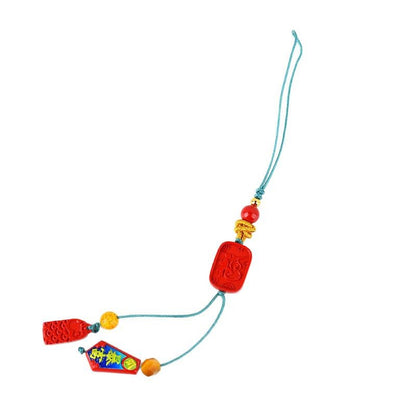 Imperial Red Sand Zodiac Snake Fortune Pendant - 2025 Mystical Charm for Phone & Bag