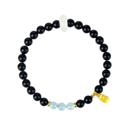 Natural Crystal Obsidian Multi-Gem Bracelet | Chinese Style Buddhist Bead for Women