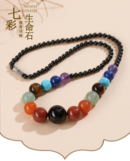 Natural Crystal Black Tourmaline Rainbow Bracelet | Colorful Life Stone Women's Spiritual Jewelry