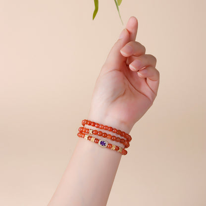 Natural Southern Red Agate Multi-Circle Bracelet | Chinese Style Wealth & Protection Talisman