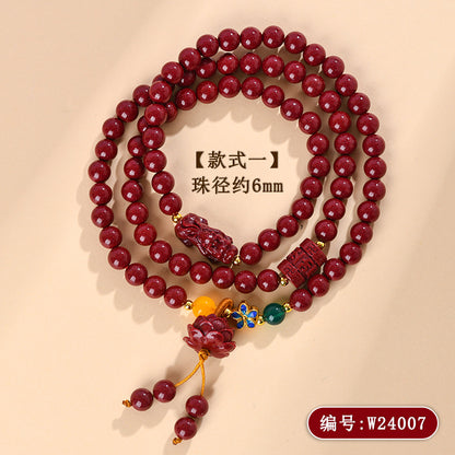Purple Gold Cinnabar Pixiu Three-Circle Bracelet | Wealth Protection & Luck Enhancement Talisman