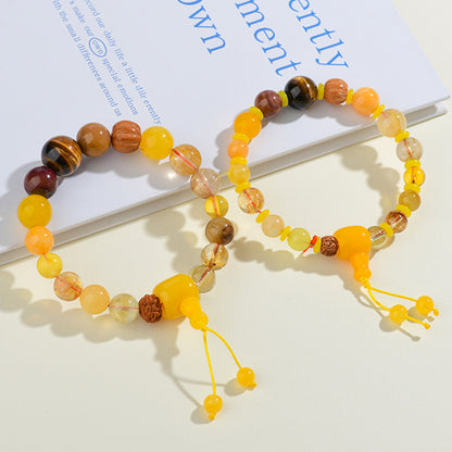 Eighteen Seeds Crystal Five Elements Balance Bracelet - Earth Replenishment for Men & Women