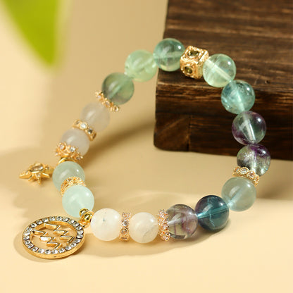 Twelve Zodiac Natural Crystal Multi-Gem Bracelet | Astrological Harmony & Spiritual Elegance