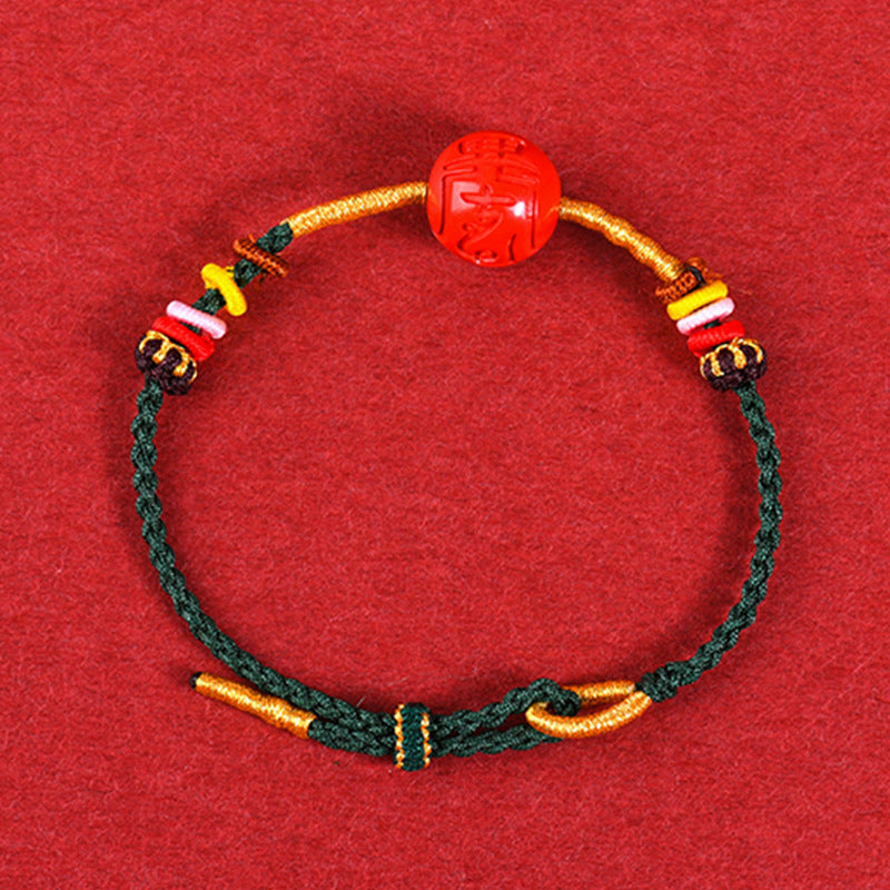 Imperial Red Cinnabar Hand-Woven Bracelet | Feng Shui Protection & Wealth Attraction