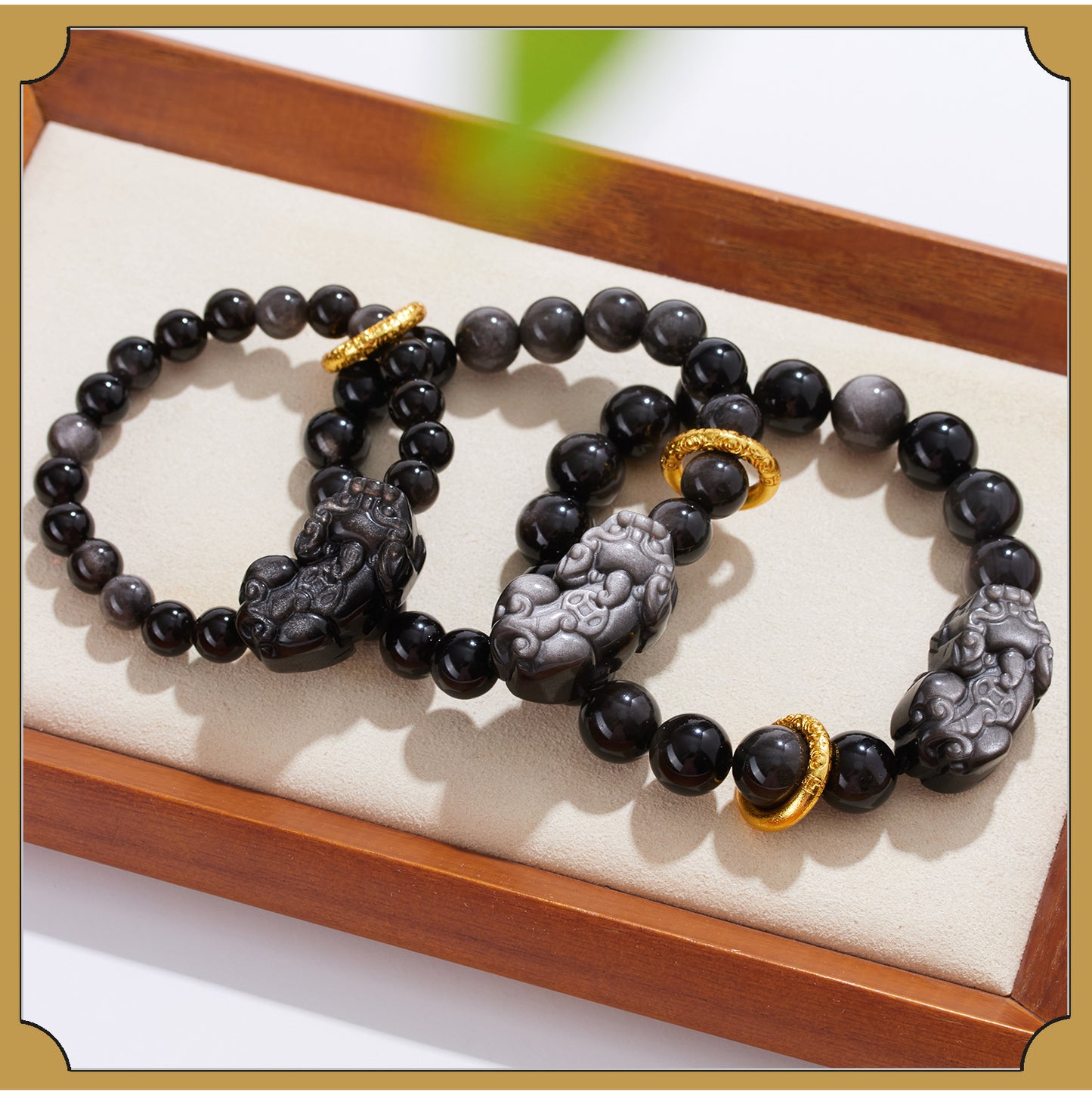 Natural Obsidian Pixiu Bracelet - Retro Ethnic Unisex Couple Edition for Wealth and Protection