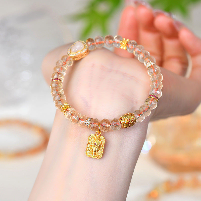 Natural Yellow Crystal Faceted Bead Bracelet | Lucky Charm for Wealth & Positivity