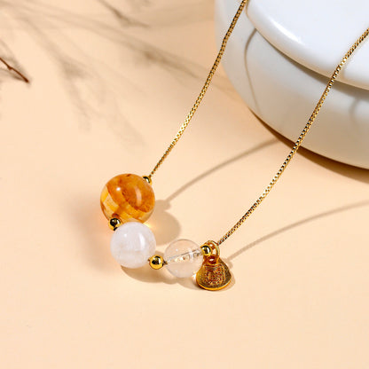 Natural Crystal Five Elements Collarbone Necklace | Balance Harmony & Wealth for Women