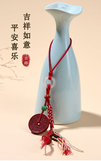 Natural Purple Gold Cinnabar Mountain Ghost Flower Pendant - Taoist Keychain for Protection & Luck