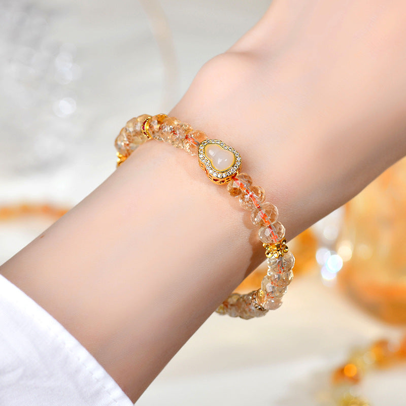 Natural Yellow Crystal Faceted Bead Bracelet | Lucky Charm for Wealth & Positivity