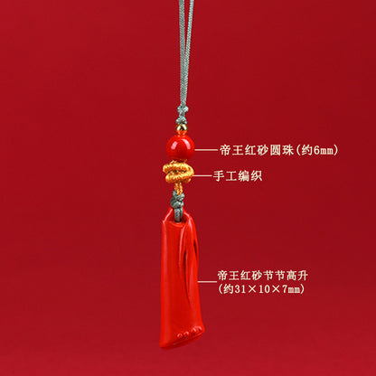 Natural High-Content Cinnabar Ascending Success Pendant - Career Wealth Luck Charm