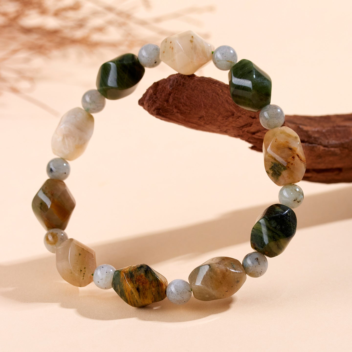 Natural Phantom Agate Knot Bead Single Loop Bracelet - Mystical Protection & Fashion Elegance
