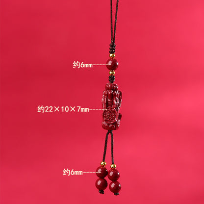 Purple Gold Cinnabar Pixiu Phone Chain Pendant - Wealth Attracting Chinese Style Ornament