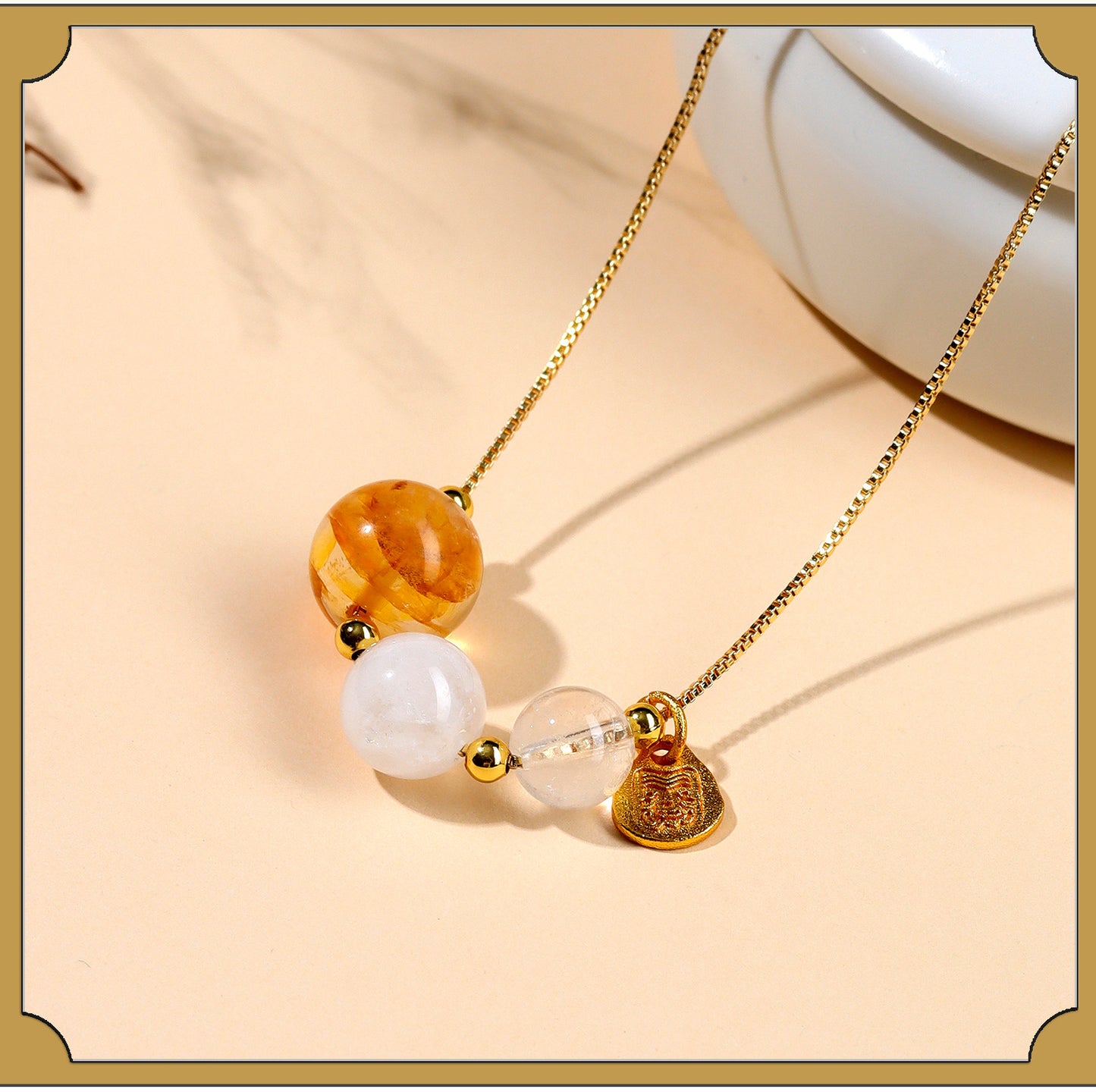 Natural Crystal Five Elements Collarbone Necklace | Balance Harmony & Wealth for Women