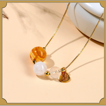 Natural Crystal Five Elements Collarbone Necklace | Balance Harmony & Wealth for Women