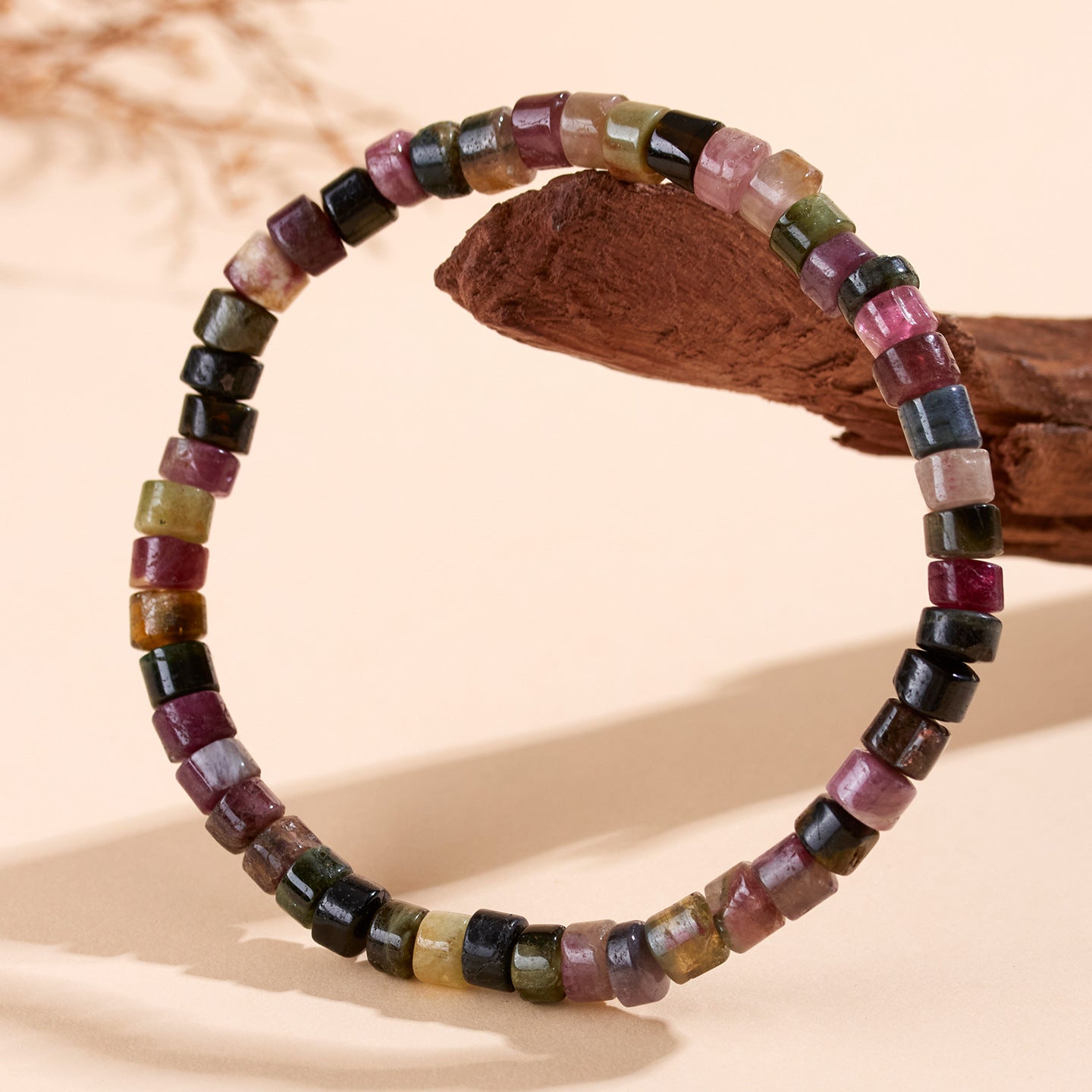 Natural Crystal Tourmaline Amazonite Straight Cut Tablet Bracelet - Spiritual Harmony & Protection