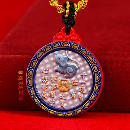 Double-Sided Cinnabar Zodiac Eight Immortals Pendant for Protection and Fortune