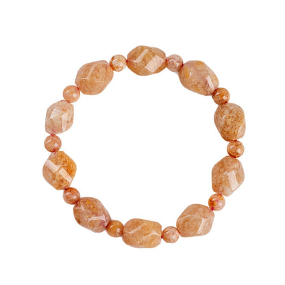 Natural Cherry Blossom Agate Knot Bead Bracelet - Elegant Spiritual Jewelry for Women