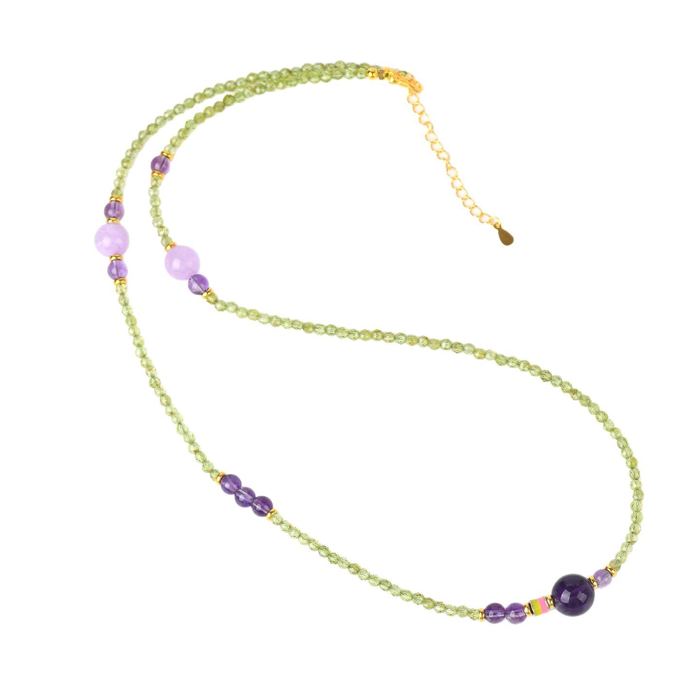 Natural Peridot Amethyst Collarbone Necklace - S925 Silver Spiritual Energy Jewelry