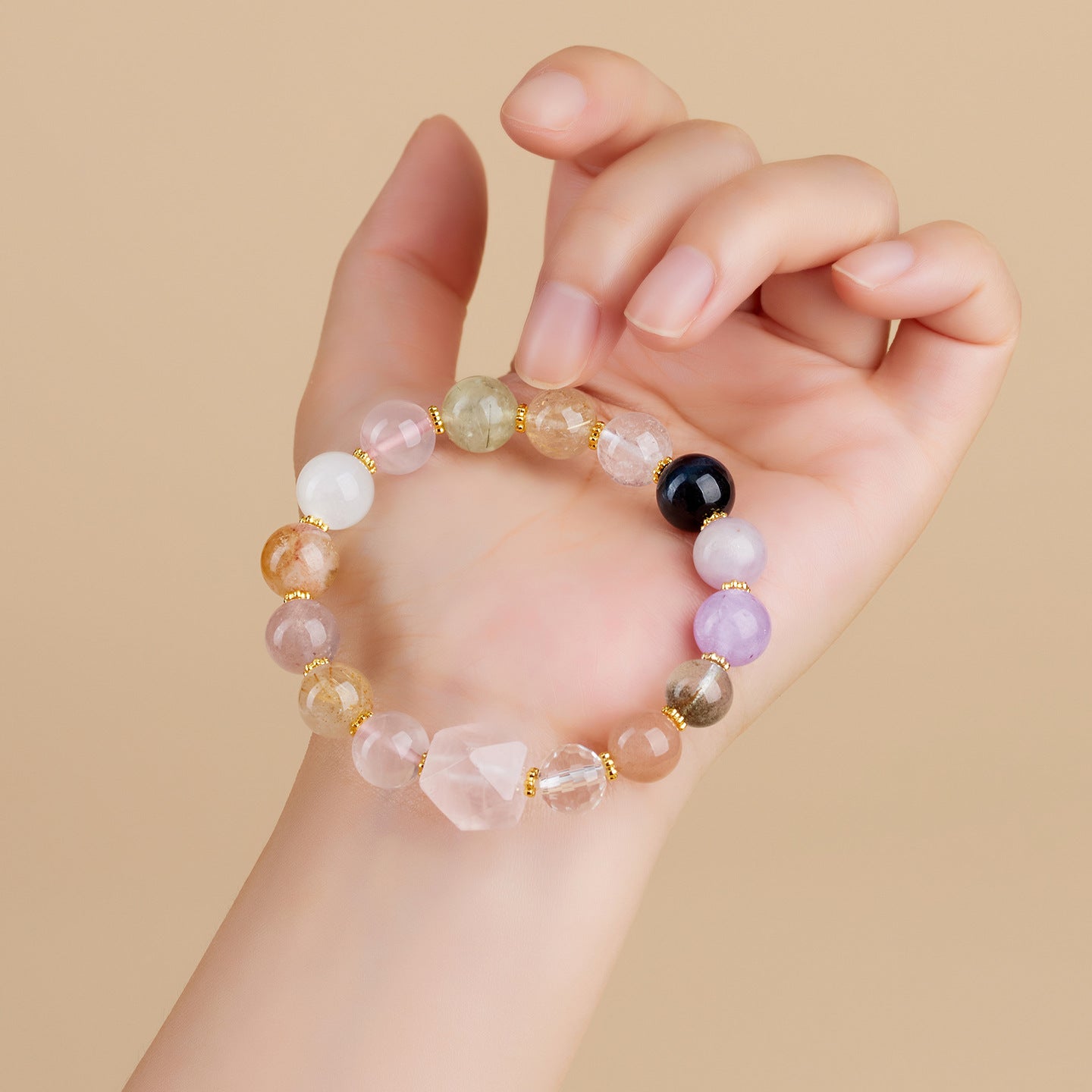 Natural Crystal Rose Quartz Irregular Bracelet | Love Harmony Energy Stone Women's Jewelry