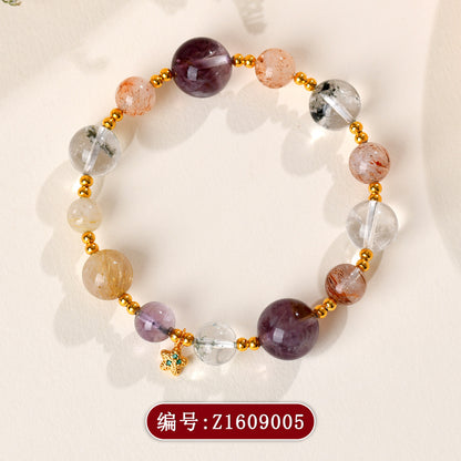 Natural Crystal Multi-Gem Bracelet | Amethyst & Silver Spiritual Protection Talisman