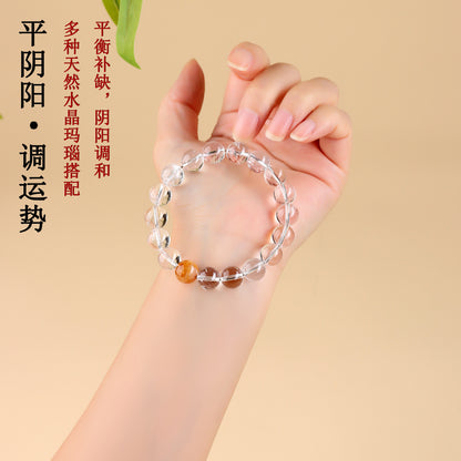 Natural White Crystal Five Elements Balance Bracelet | Harmony for Couples