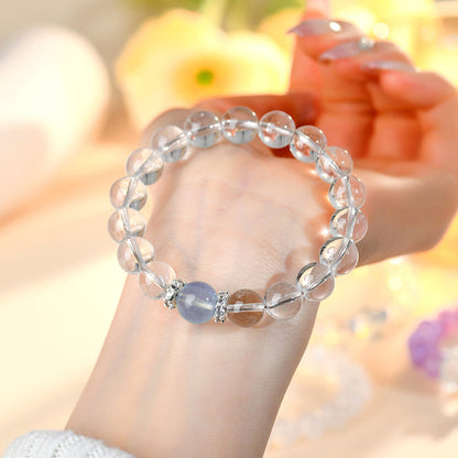 Natural White Crystal Aquamarine Spiritual Bracelet for Women - Harmony & Protection