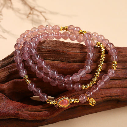 Natural Strawberry Crystal Gourd Multi-Circle Bracelet | Wealth and Prosperity Talisman