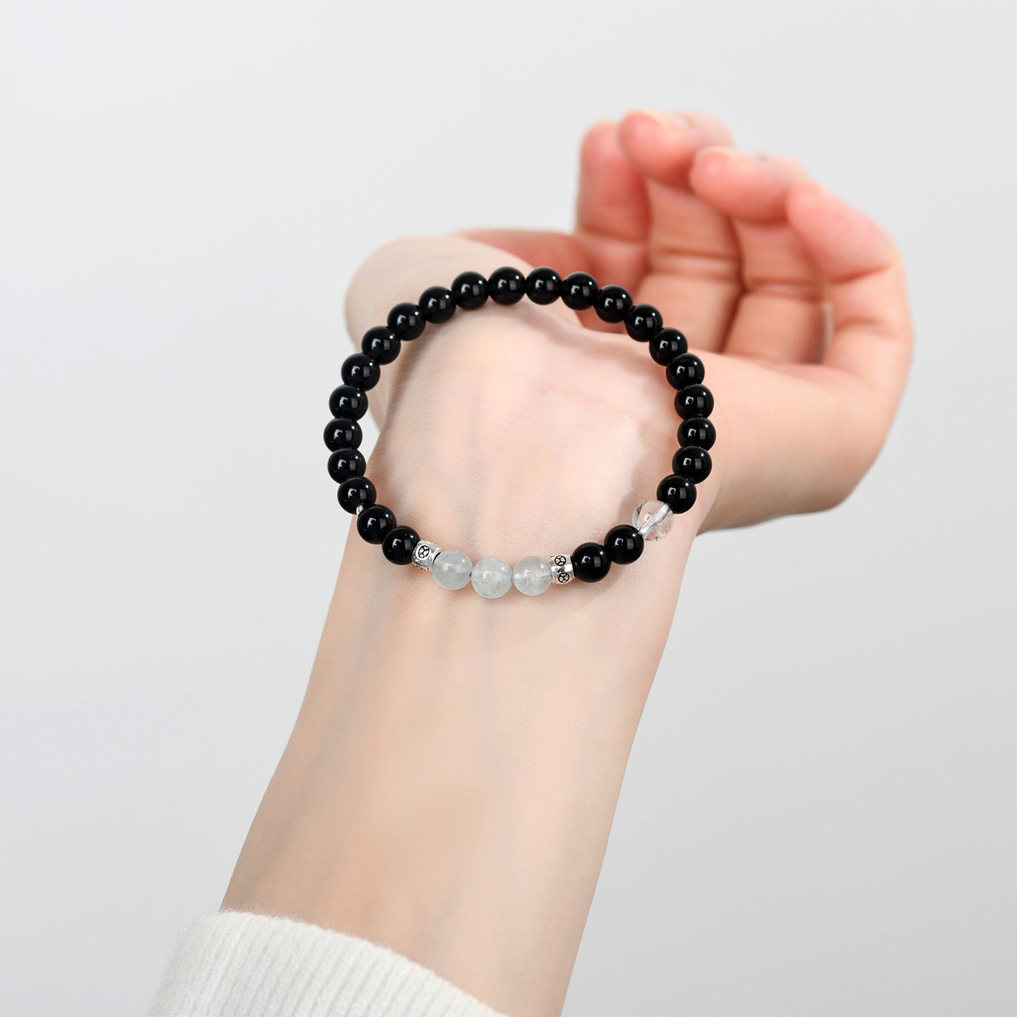 Natural Obsidian Aquamarine Bracelet | Protection & Serenity Energy Stone Jewelry for Women