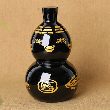 Natural Obsidian Gourd Ornament – Feng Shui Home Office Crystal Decor for Protection