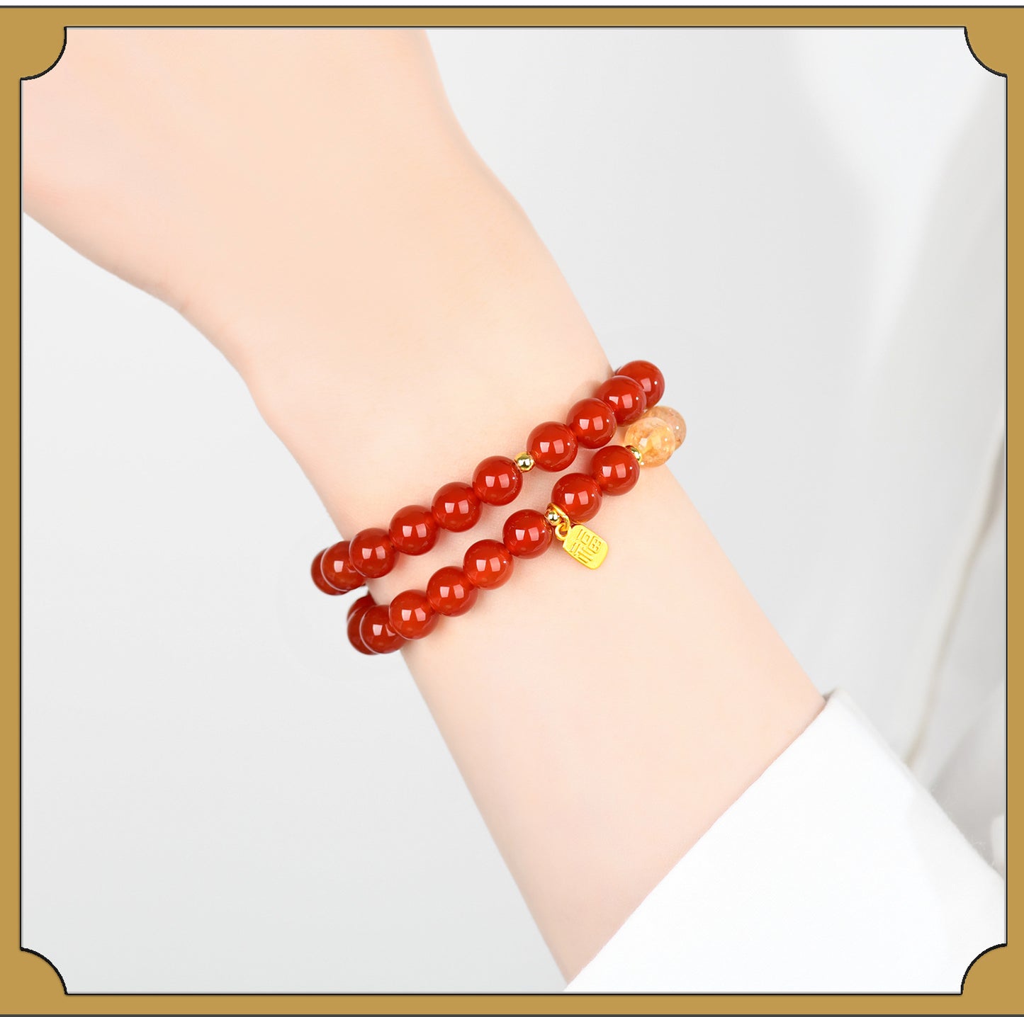 Red Agate and Yellow Pagoda Crystal Fortune Bracelet | Wealth and Protection Amulet