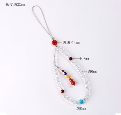 Natural White Crystal Buddha Bead Phone Chain - Spiritual Pendant for Peace and Prosperity