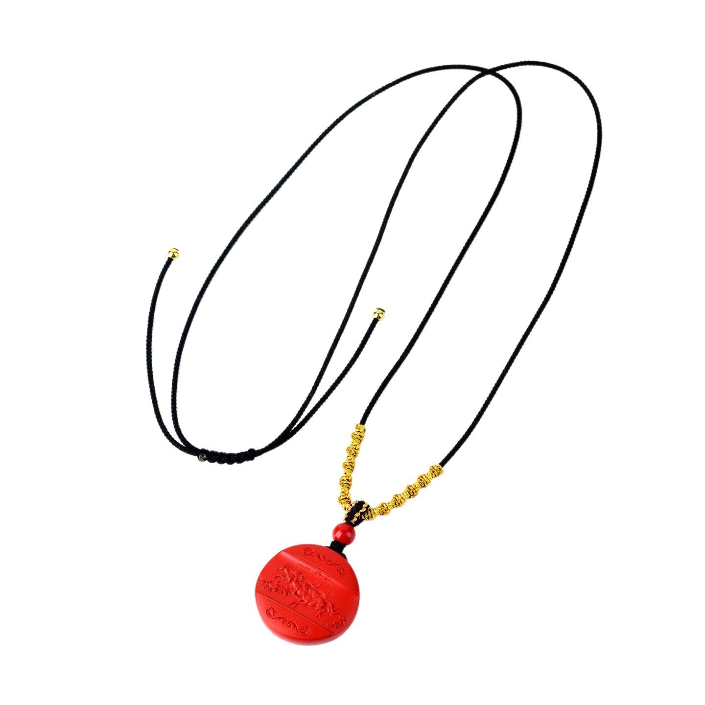 Natural Imperial Red Cinnabar Success Pendant - Unisex Mystical Necklace for Prosperity